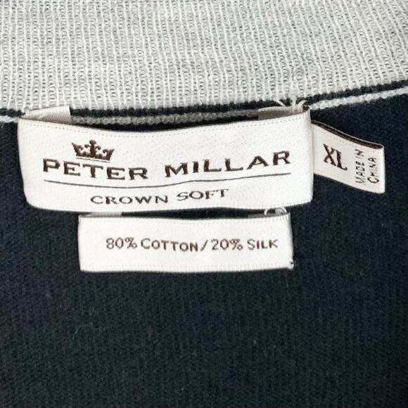 Peter Millar Mens Crown Soft Cotton Silk Blend 1/4 Zip Sweater Black Size XL - Picture 2 of 10